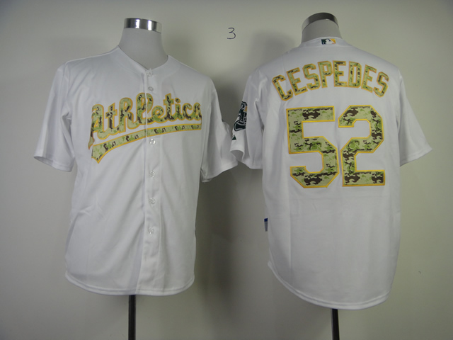 Men Oakland Athletics #52 Cespedes Whtie Camo MLB Jerseys